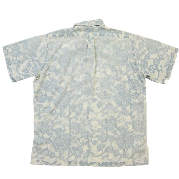 Reyn Spooner 1/4 Button Up Aloha Shirt Mens Size Medium Blue Floral Hawaiian - Picture 2 of 12
